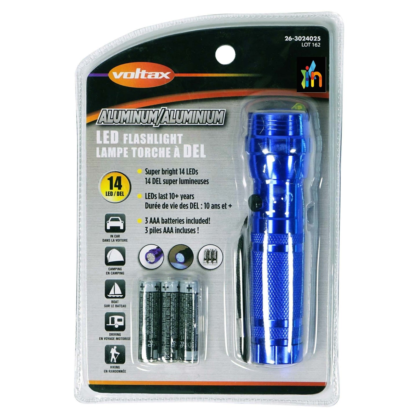 LINTERNA LED EN ALUMINIO CON BATERIAS AA INCLUIDAS
