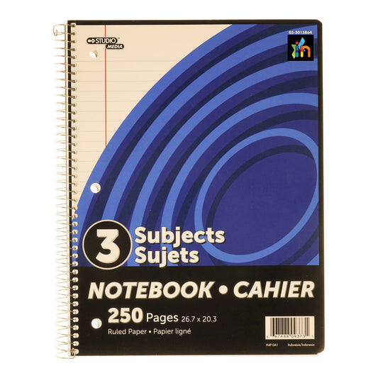 CUADERNO CON 250 PAGINAS DE 3 MATERIAS RAYADO